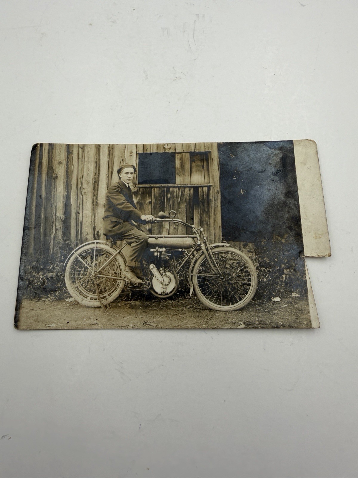 Vintage Yale Motorcycle Real Photo Post Card Cut SHIPS FREE IN THE USA