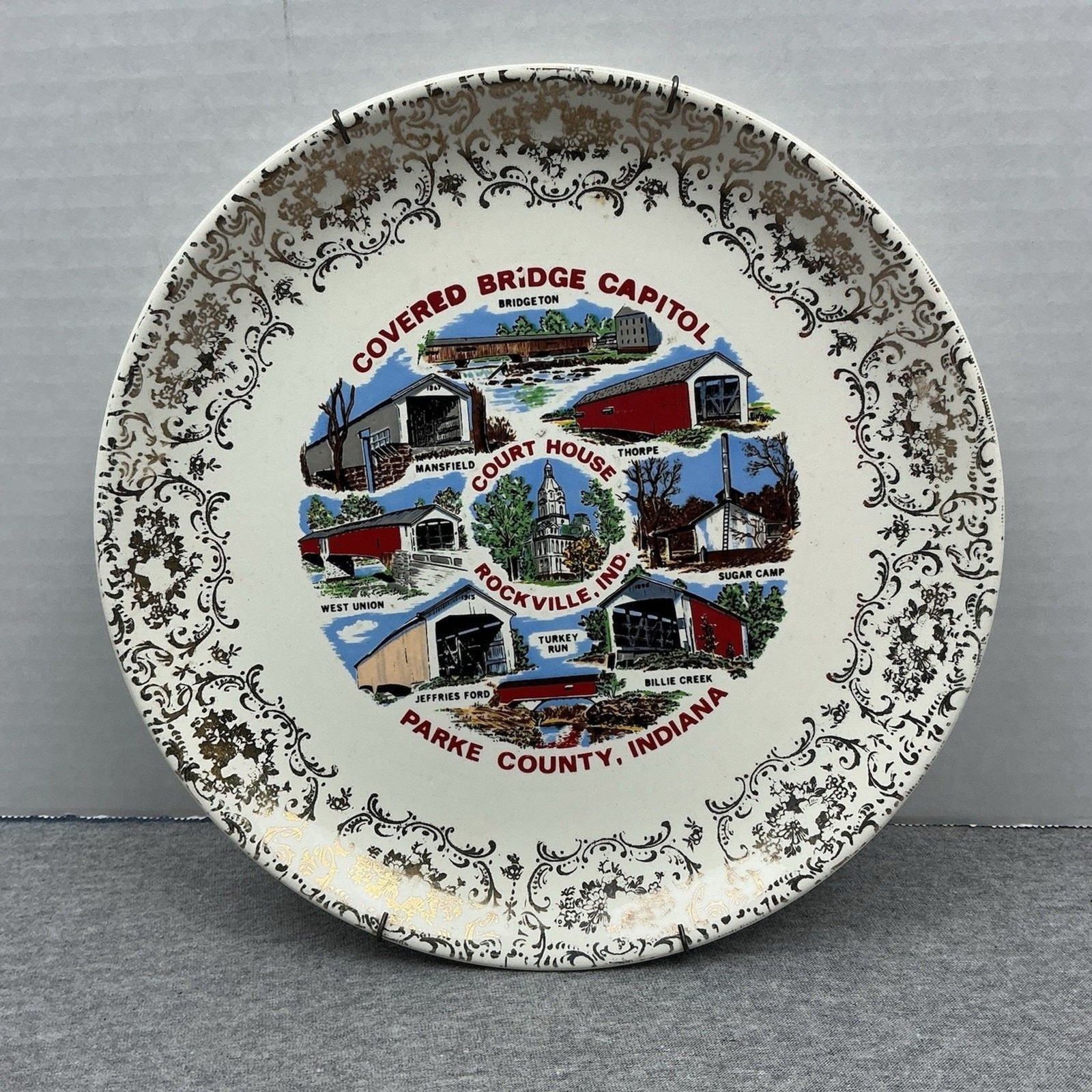 Vintage Rockville Indiana 7” Souvenir Plate – Covered Bridge Capitol Parke Co. Vintage Rockville Indiana 7” Souvenir Plate – Covered Bridge Capitol Parke Co.