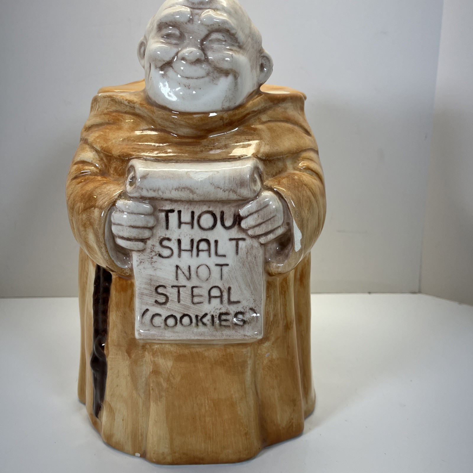 VINTAGE Thou Shalt Not Steal Friar Monk Cookie Jar Treasure Craft *READ* VINTAGE Thou Shalt Not Steal Friar Monk Cookie Jar Treasure Craft *READ*