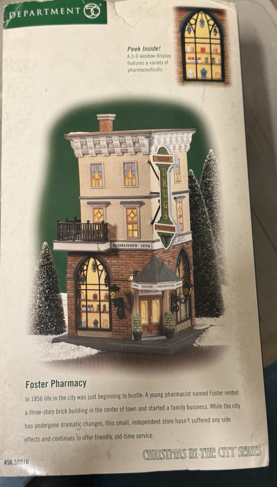 Department 56 Christmas in the City Foster Pharmacy 58916