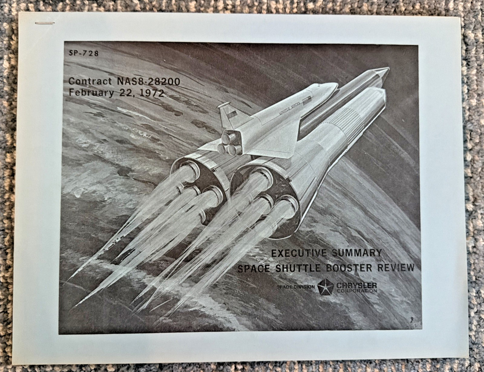 RARE 1972 NAS8-28200 NASA Executive Summary Space Shuttle Booster Review SP-728