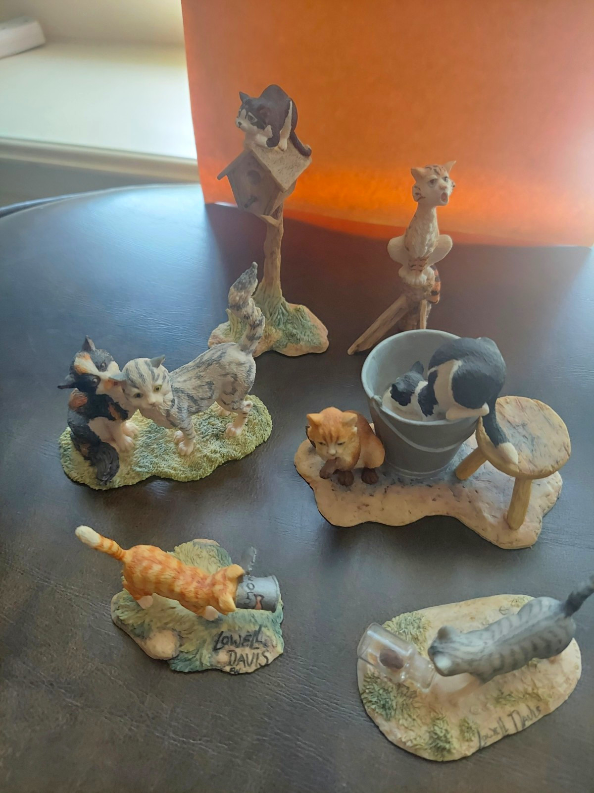 Lowell Davis Resin Cat & Kitten Figurines Lot of 6, Scotland 1987