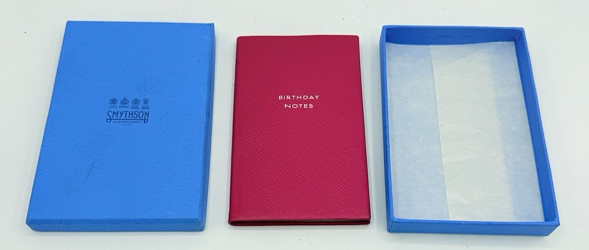 Smythson of Bond Street Red BIRTHDAY NOTES Notebook Original Blue Box (NEW)