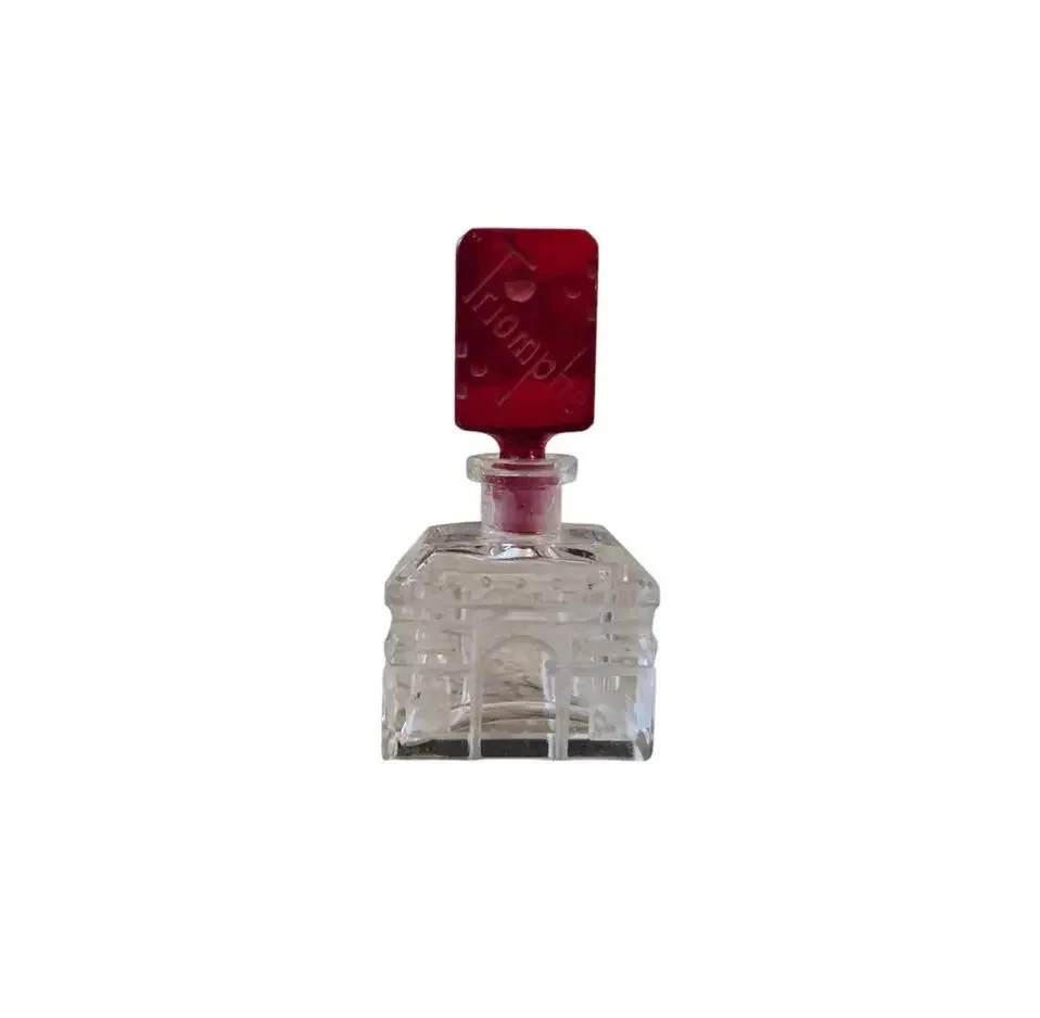 Bohemian Crystal Arc De Triomphe Perfume Bottle Vintage 1940s Ruby Czech Glass