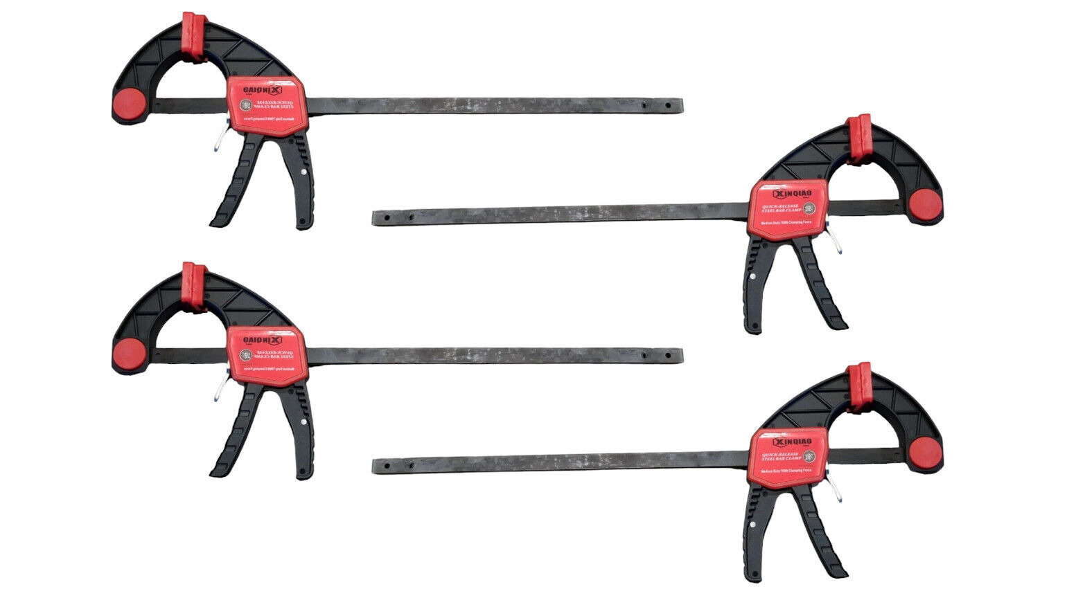 12 inch Quick-Release Ratchet Trigger Handle Steel Bar Clamps Set of 4