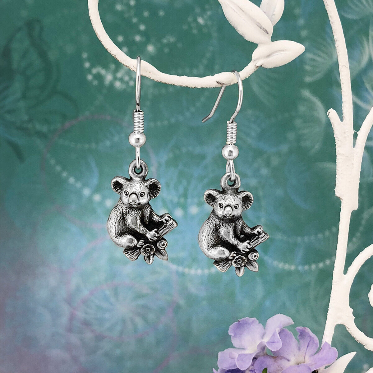 Koala Souvenir Dangle & Drop Earrings Australian Made Pewter Gift
