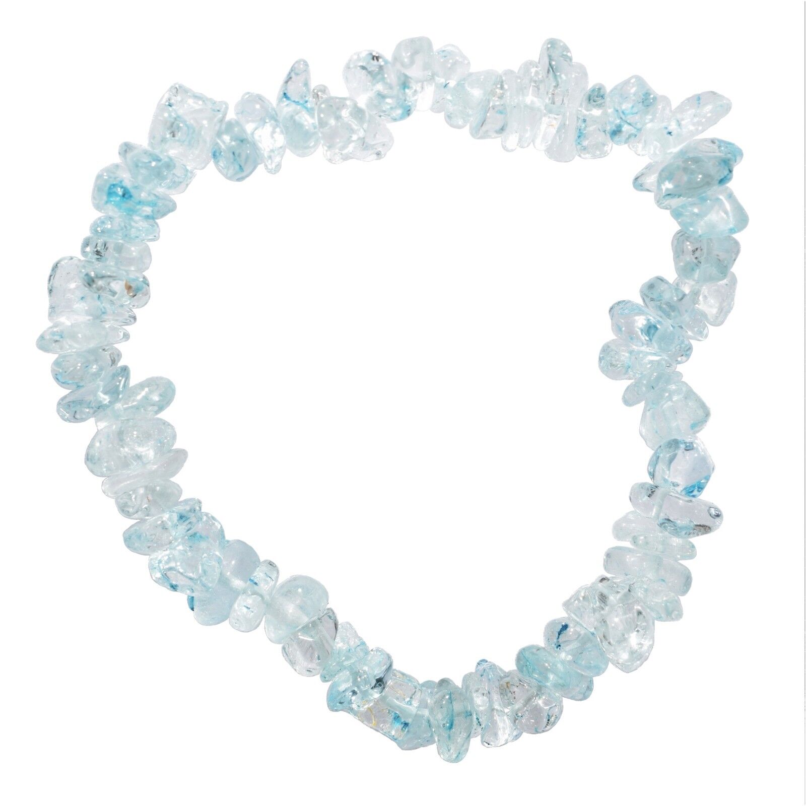 CHARGED Blue Topaz Crystal Chip Stretchy Bracelet + Bay Selenite Puffy Heart