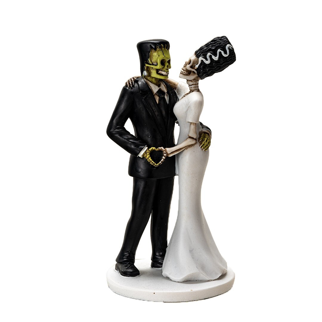 PT Frankenstein and His Bride with Heart Hands Sign Resin Figure