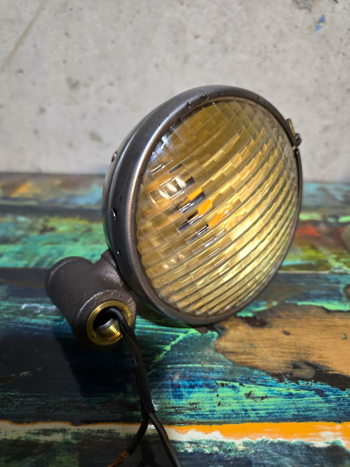 Steampunk Antique Dome Lamp Light * Vintage Ribbed  Glass* ~Guide Tractor Lens~ 