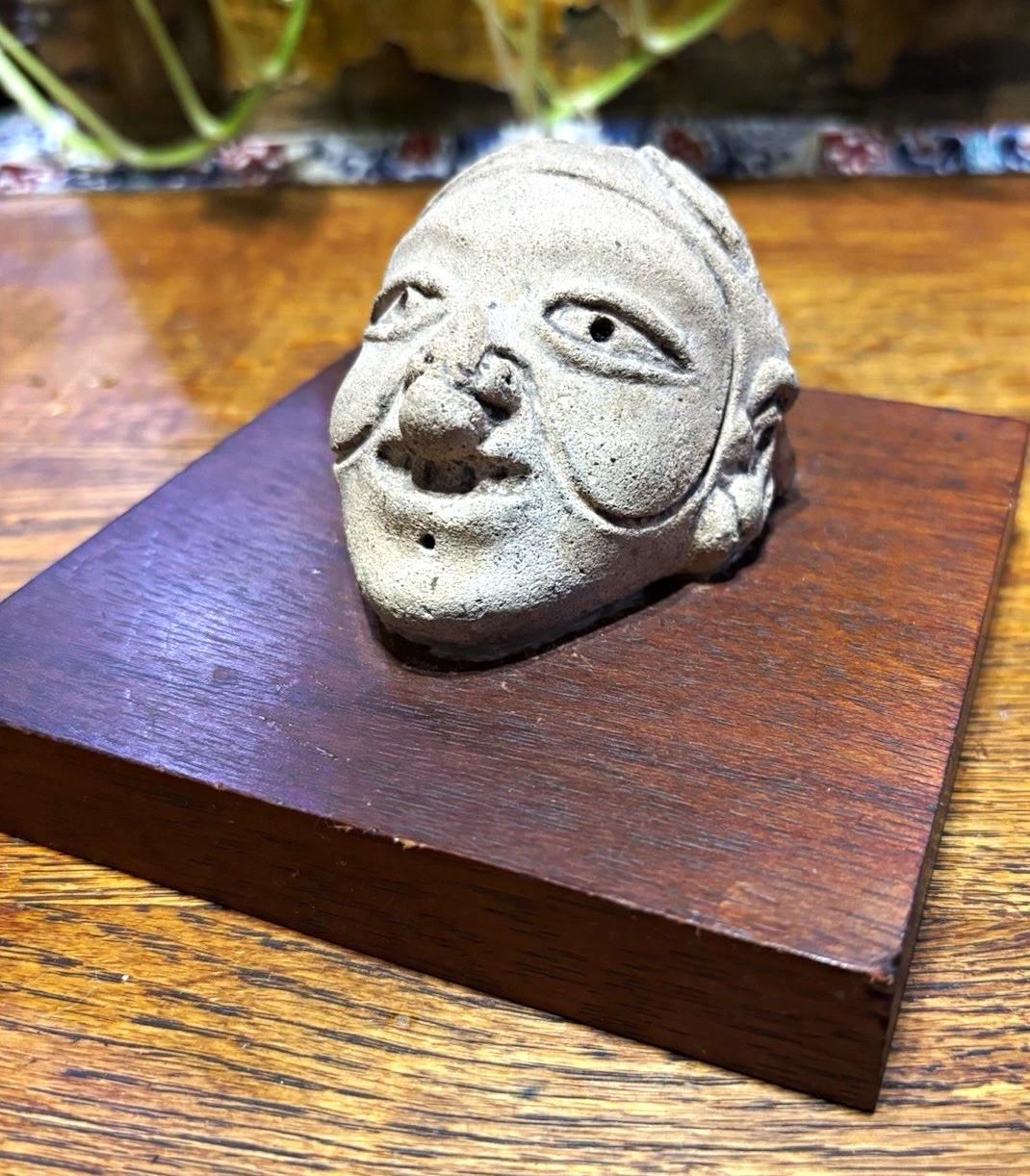 Authentic Pre Colombian Tumaco-La Tolita Terracotta Stone Mask/Beautiful Piece