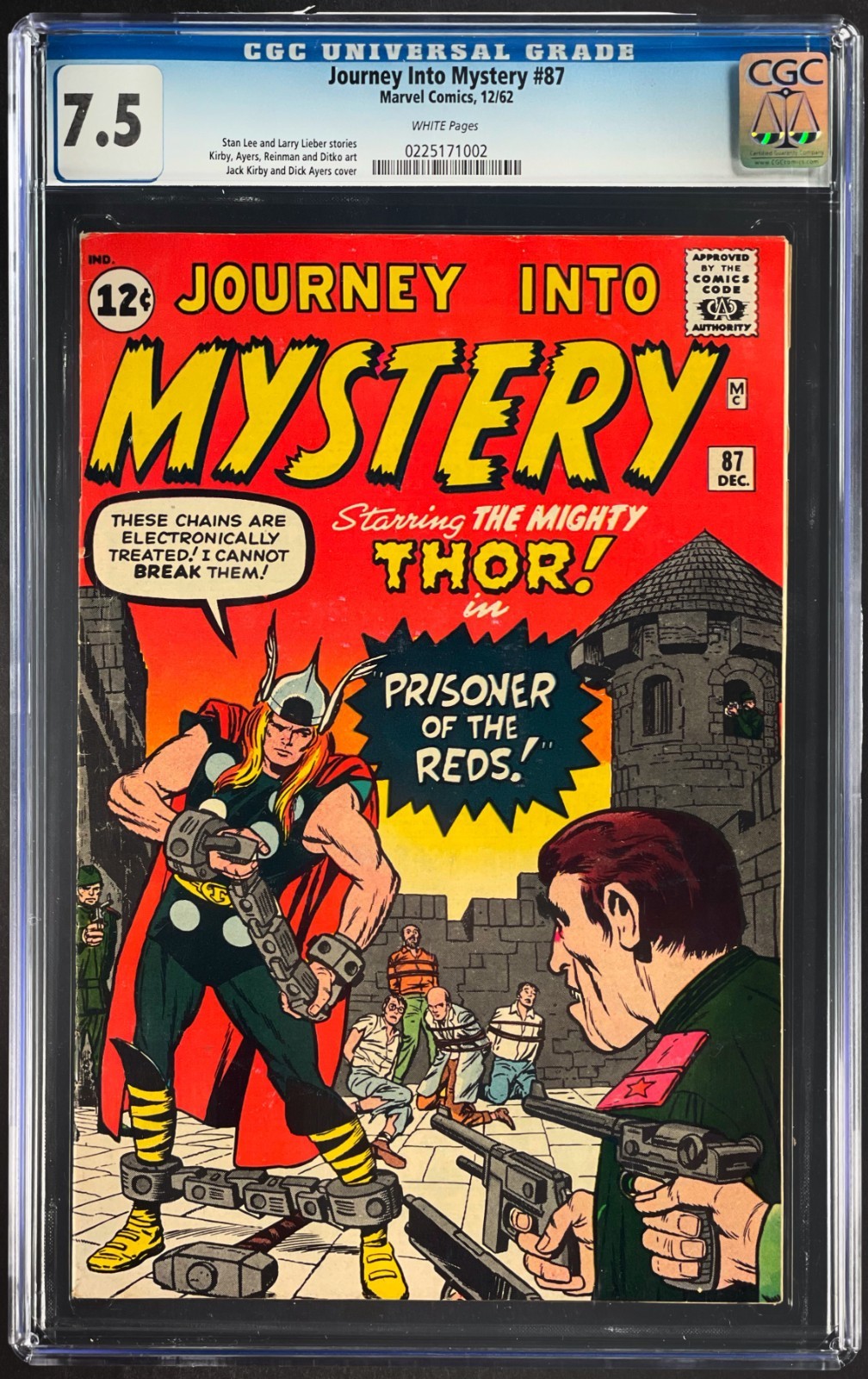 Journey into Mystery #87 CGC 7.5 White Pages 1962 Marvel Comics Silver Age THOR