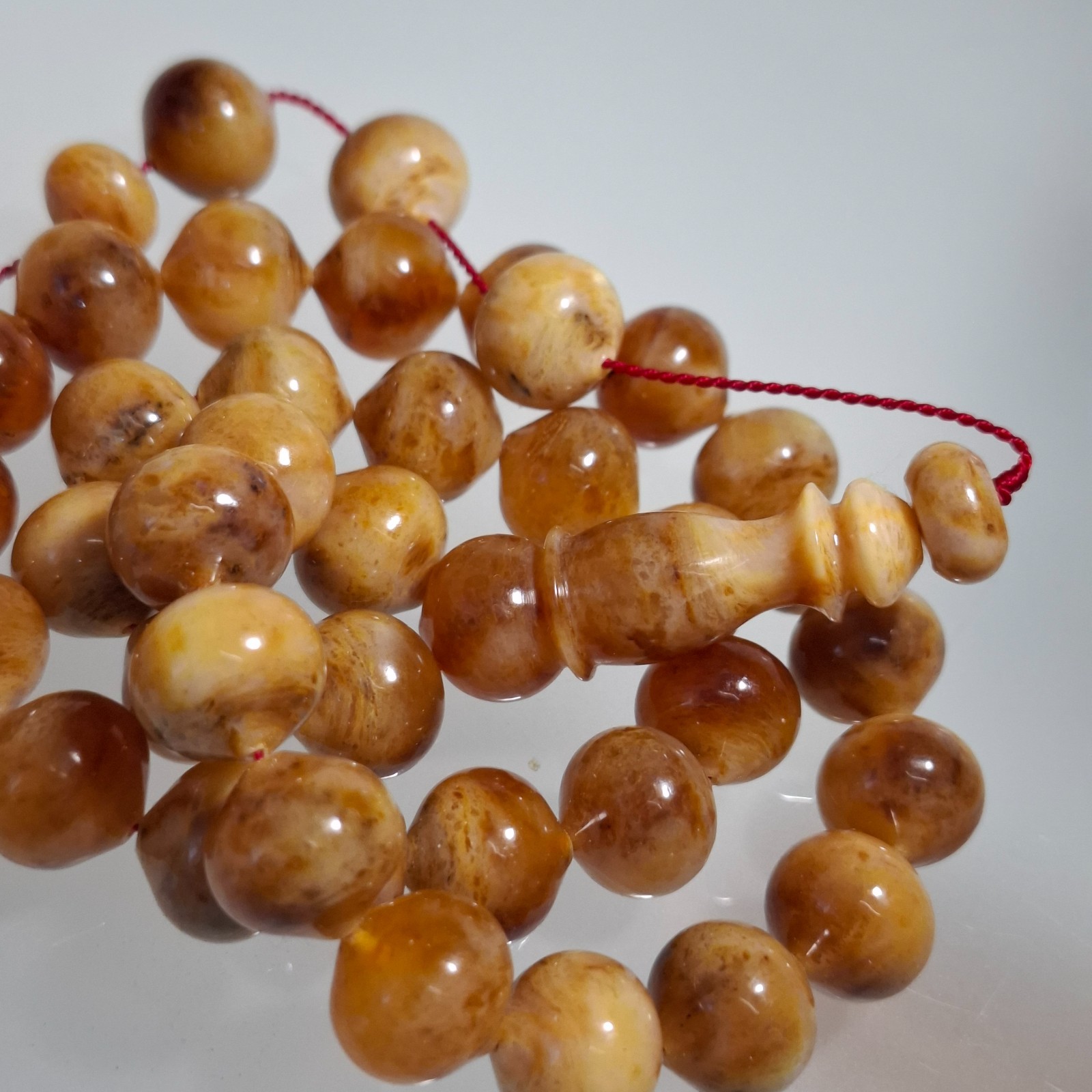 Amber Rosary – 33 Oval Beads, 13 mm, Golden Brown Amber Rosary 51gram