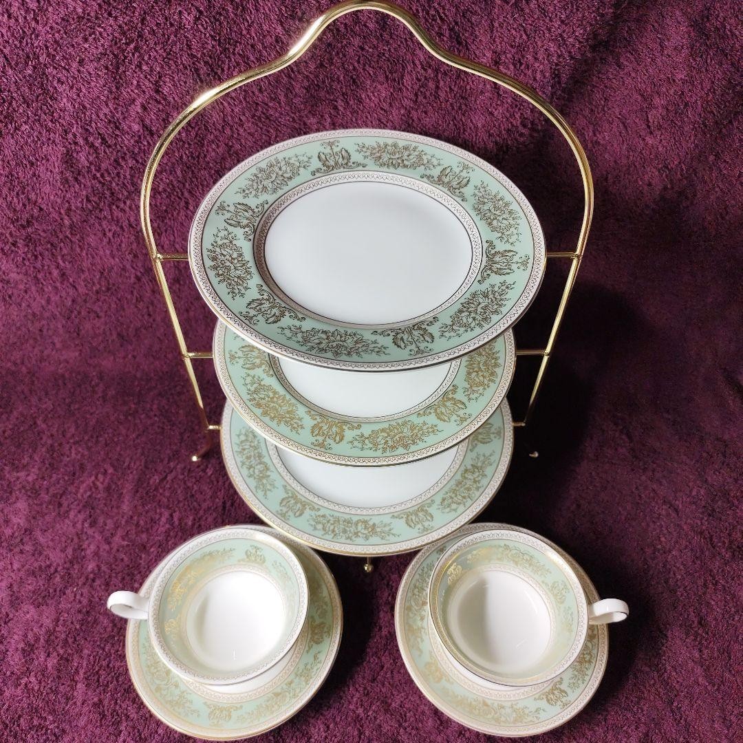 Wedgwood Columbia Sage Green Cup & Saucer & Plate Set Bone China England