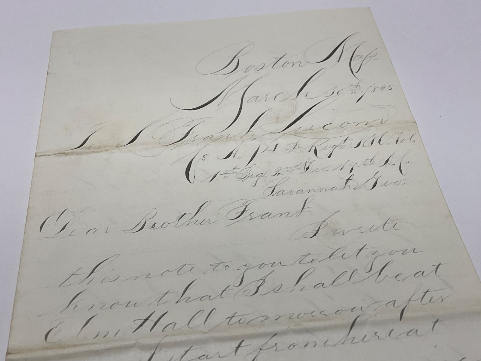 CIVIL WAR LETTER  14h N. H. RGT SOLDIERS LETTER SAVANNAH GA FROM BROTHER 1865