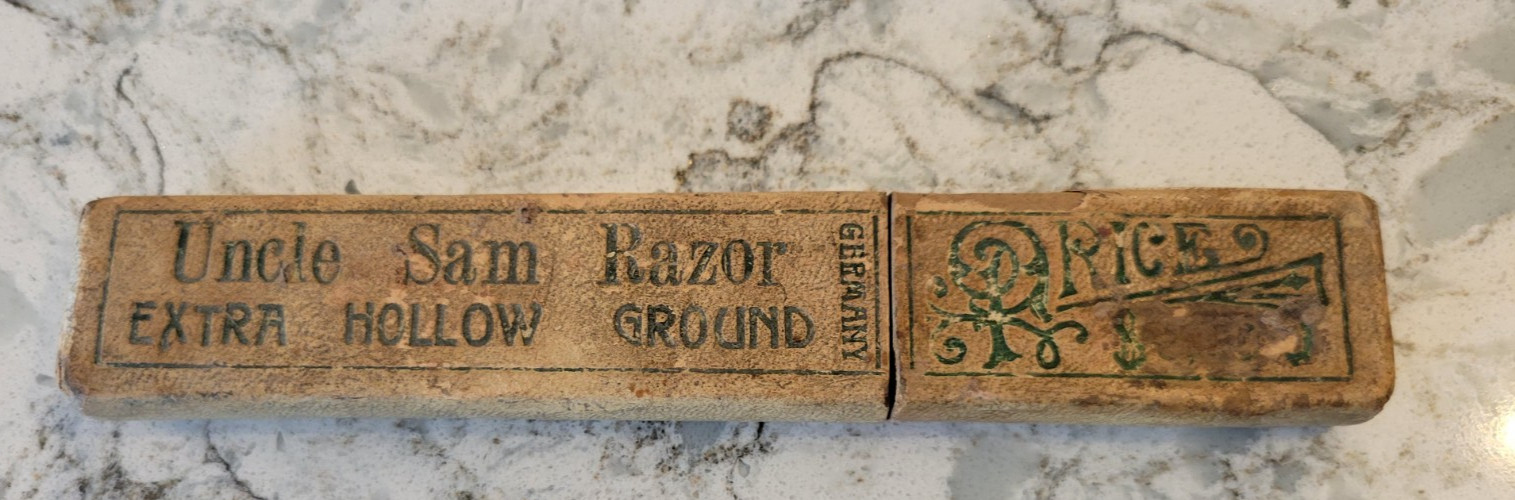 Antique Germany Uncle Sam Razor Extra Hollow Ground with Box Black Straight Edge