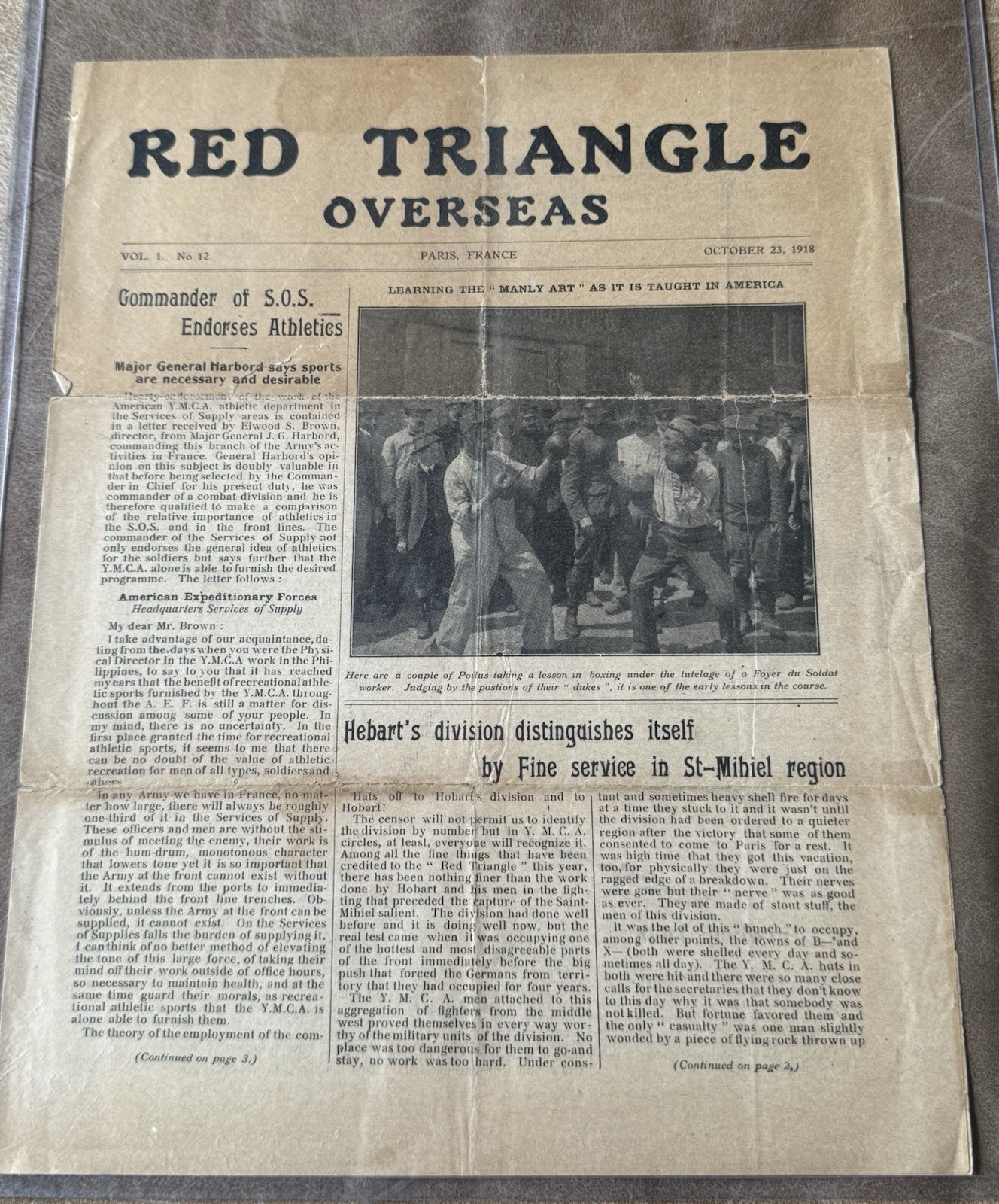 1918 Red Triangle Overseas YMCA WWI Newspaper Paris France Oct 23 Vol 1 No 1
