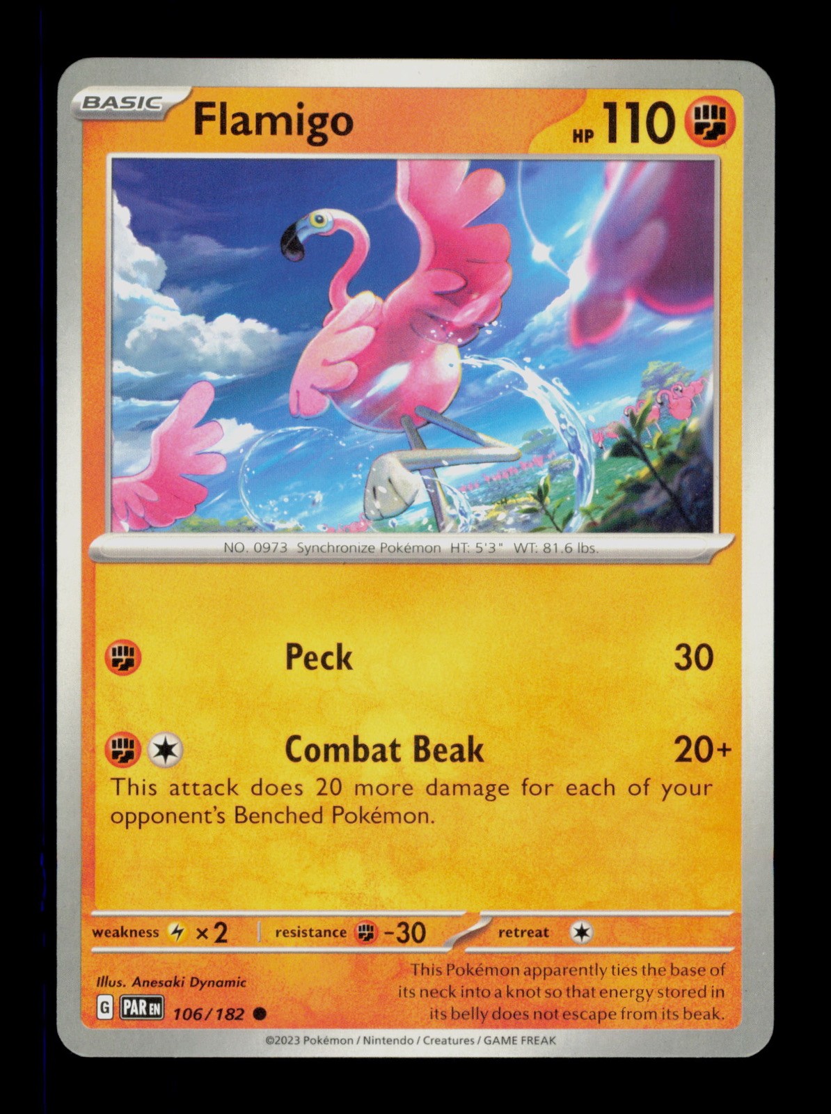 Flamigo 106/182 Pokemon Scarlet&Violet Paradox Rift Trading Card TCG