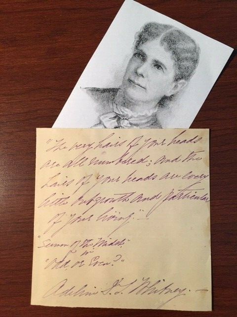 ADELINE DUTTON TRAIN WHITNEY QUOTE SIGNED FROM HER BOOK, ODD OR EVEN 1880