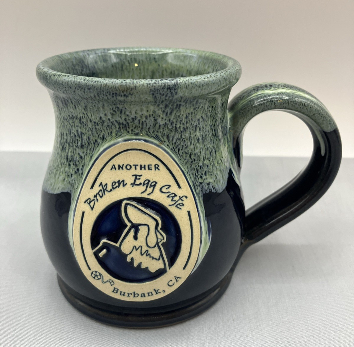 Another Broken Egg Cafe Deneen Pottery Mug Owensboro Ky Dark W/Green