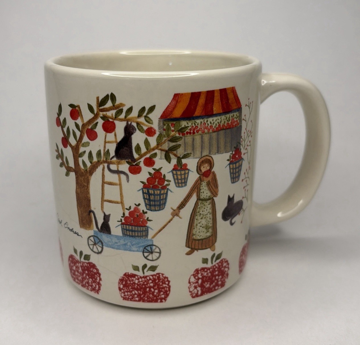 Vintage Carol Endres Mug Apple Orchard Coffee Cup 1997 Enesco Spirit Folk