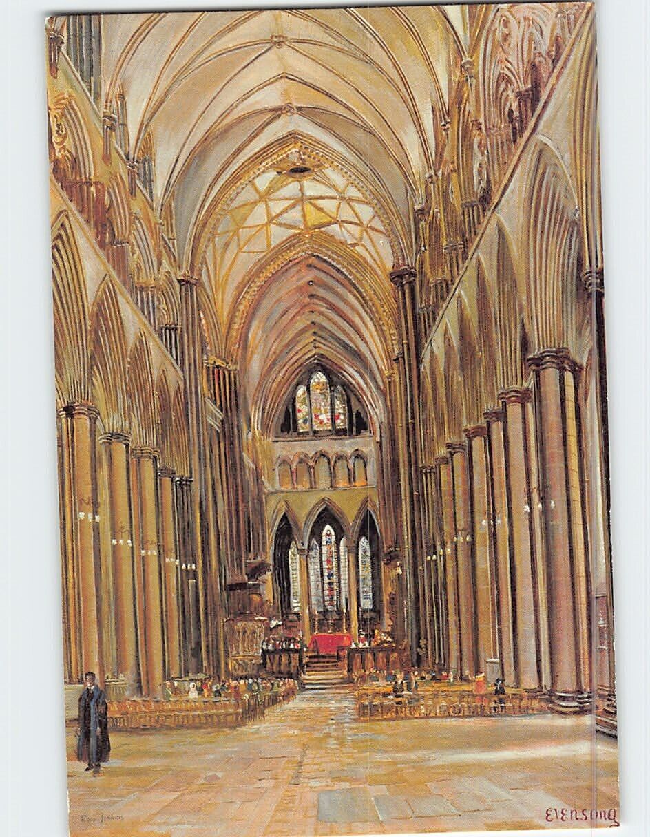 Postcard Evensong at Salisbury Cathedral Oil Painting by Michael Rhys-Jenkins