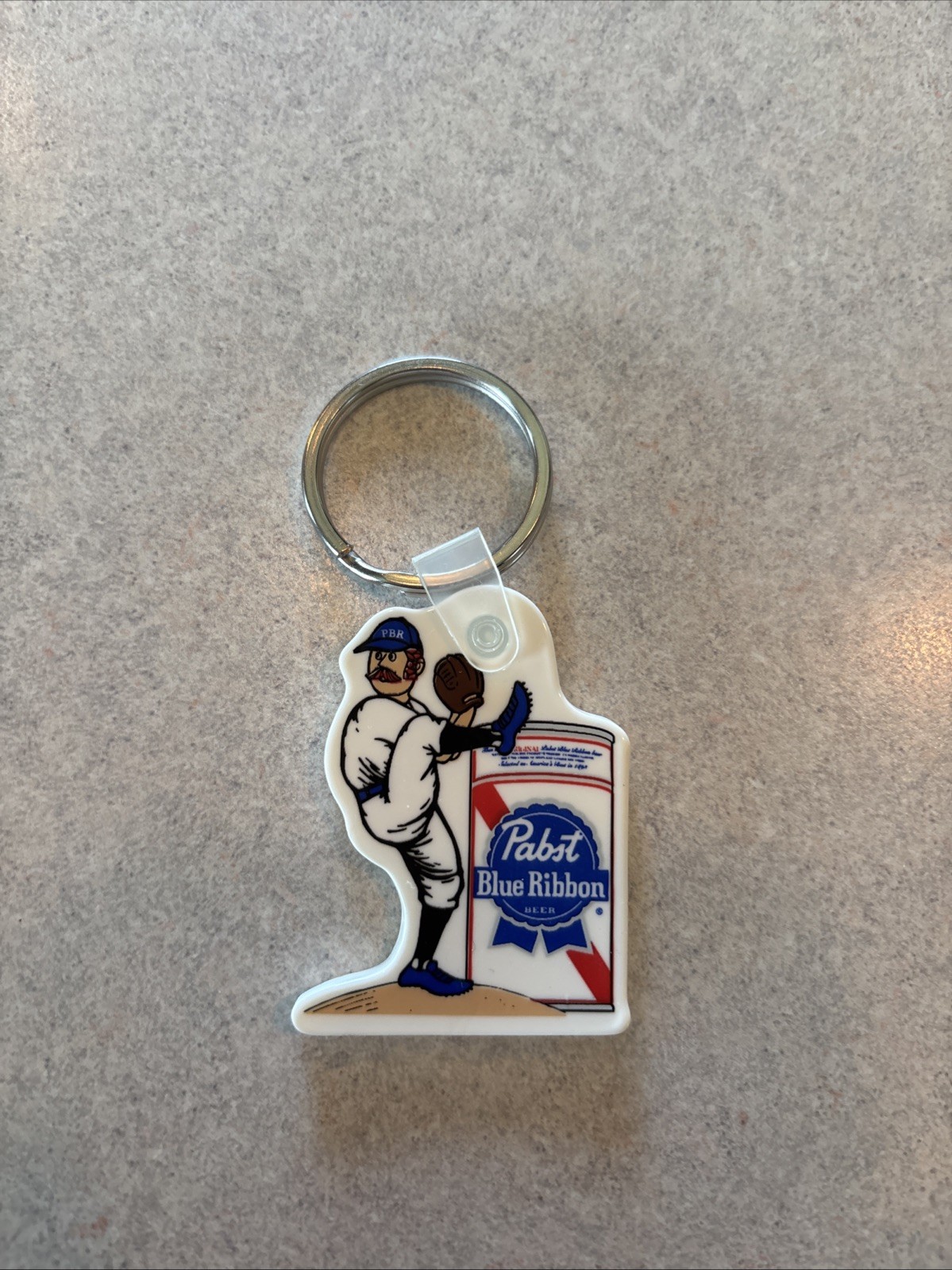 VINTAGE UNUSED PABST BLUE RIBBON PBR Baseball KEY RING PBR KEY CHAIN RARE