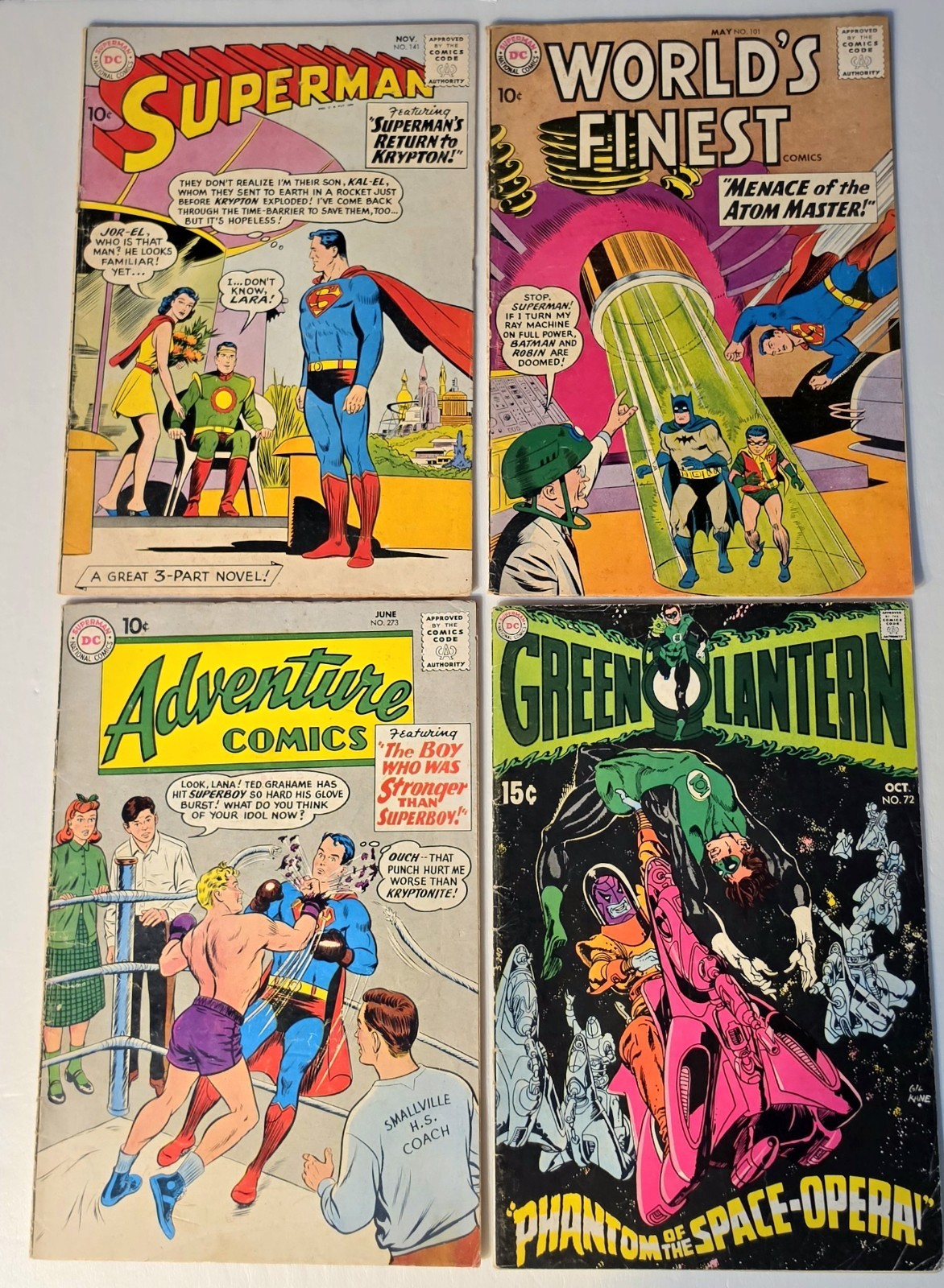 SILVER AGE 4 DC COMICS LOT SUPERMAN WORLD\'S FINEST ADVENTURE  GREEN LANTERN