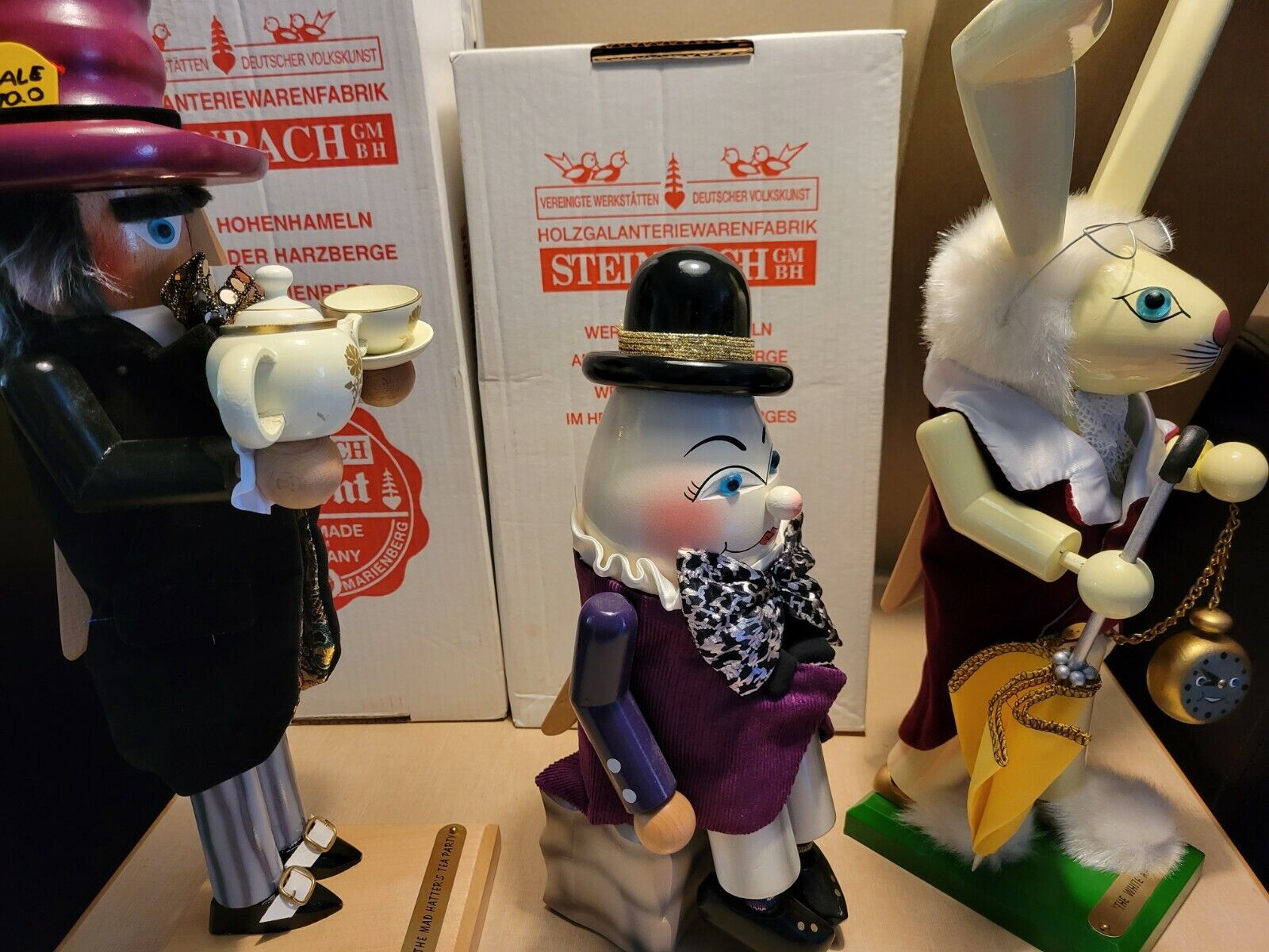 Collectable Steinbach Alice in Wonderland Series Nutcrackers  2 of them Signed