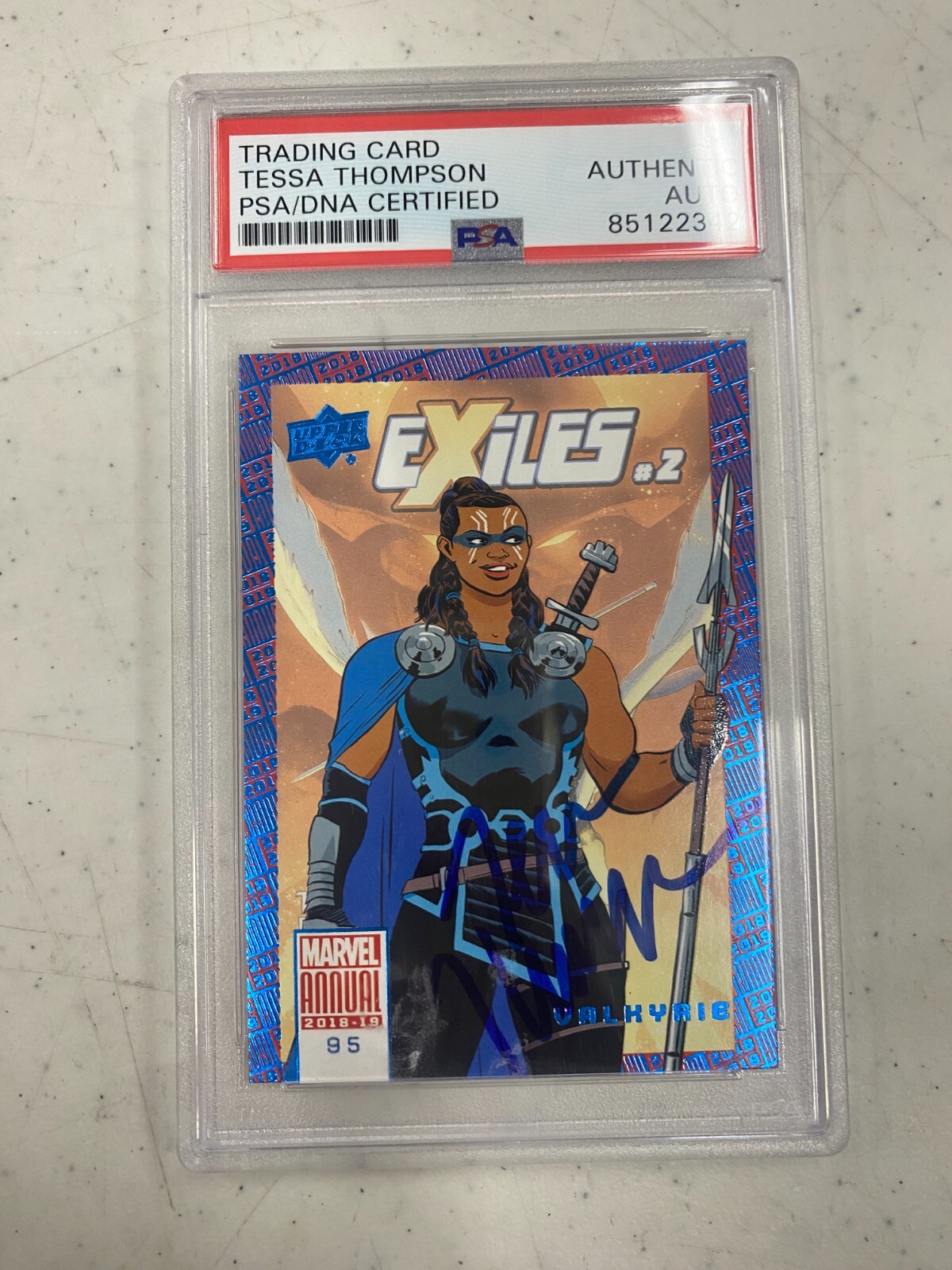 Valkyrie 2018-19 Upper Deck Marvel Annual #95 Tessa Thompson Signed PSA/DNA/JSA