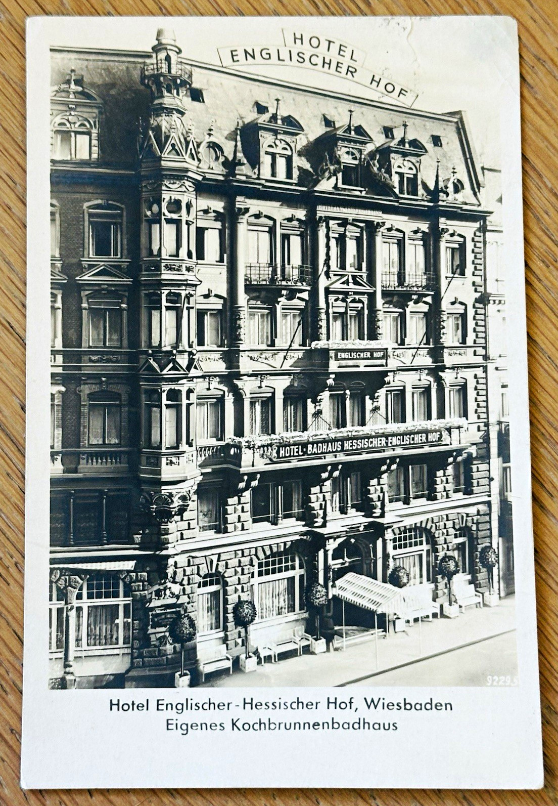 VTG RPPC POSTCARD 1916 Wiesbaden Germany Hotel Englischer Hessischer Hof Posted
