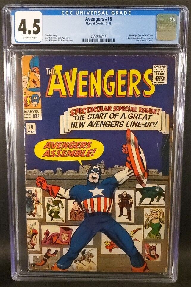 AVENGERS #16 CGC 4.5 OW PAGES   SCARLET WITCH + QUICKSILVER JOIN AVENGERS