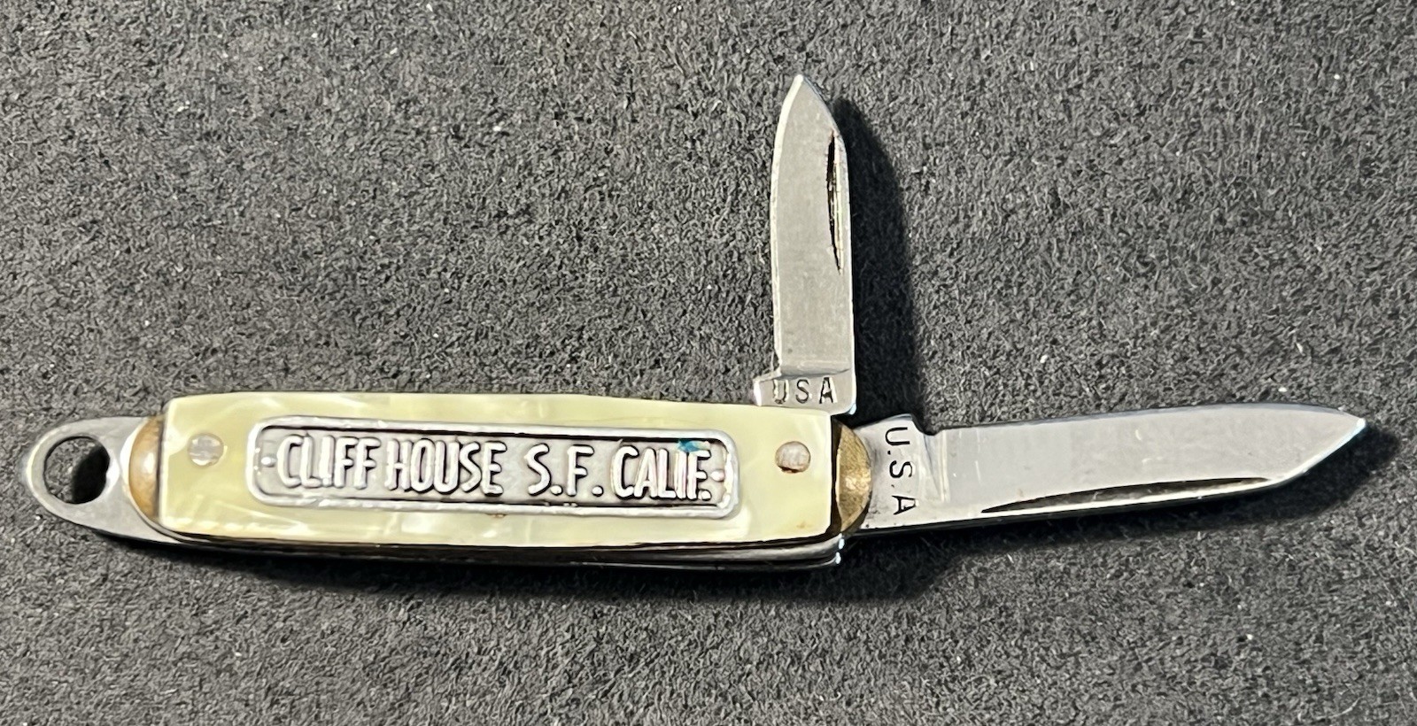 Vintage Cliff House San Francisco Souvenir Knife Dual Blade USA Pearlescent 