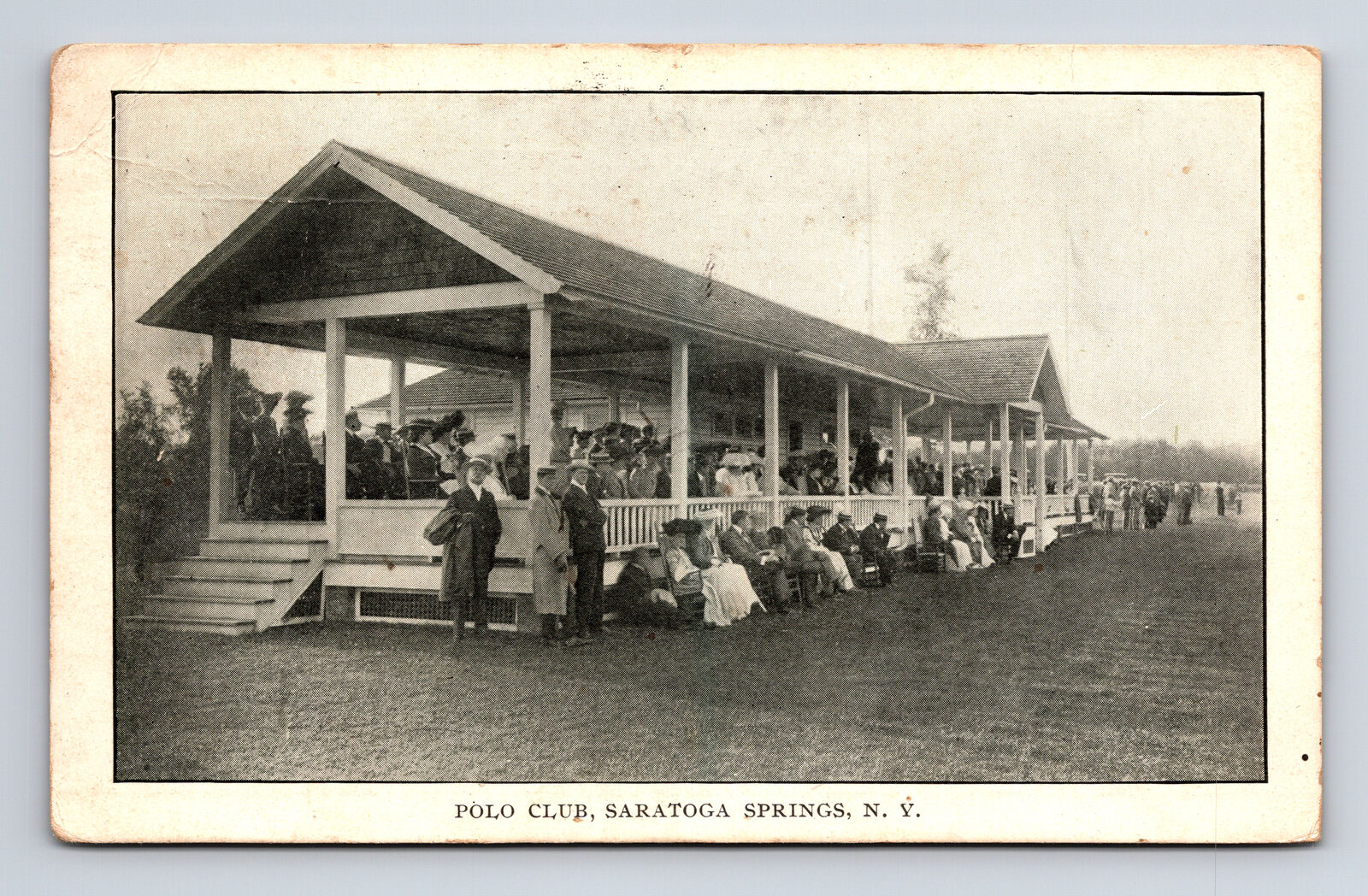 RARE Polo Club Pavilion Spectators Saratoga Springs NY Paraiso Cancel Postcard