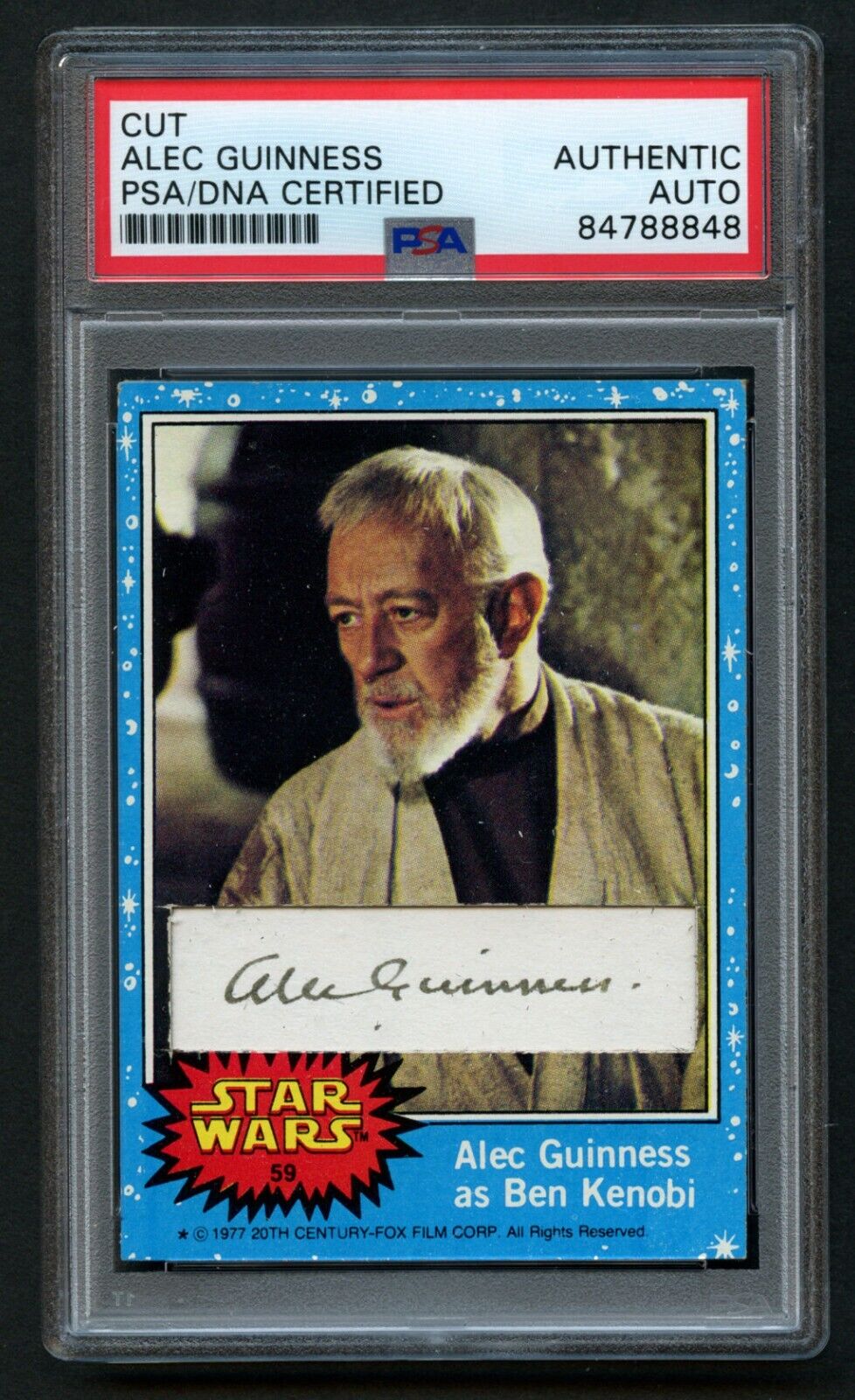 Alec Guinness #59 signed autograph 1977 Star Wars Topps Custom Cut Card PSA Slab