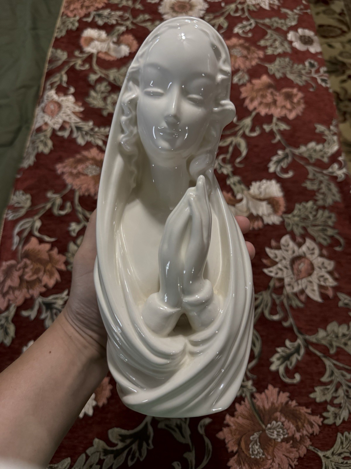 Vintage Handmade Ceramic Virgin Mary Madonna Cream Color Excellent