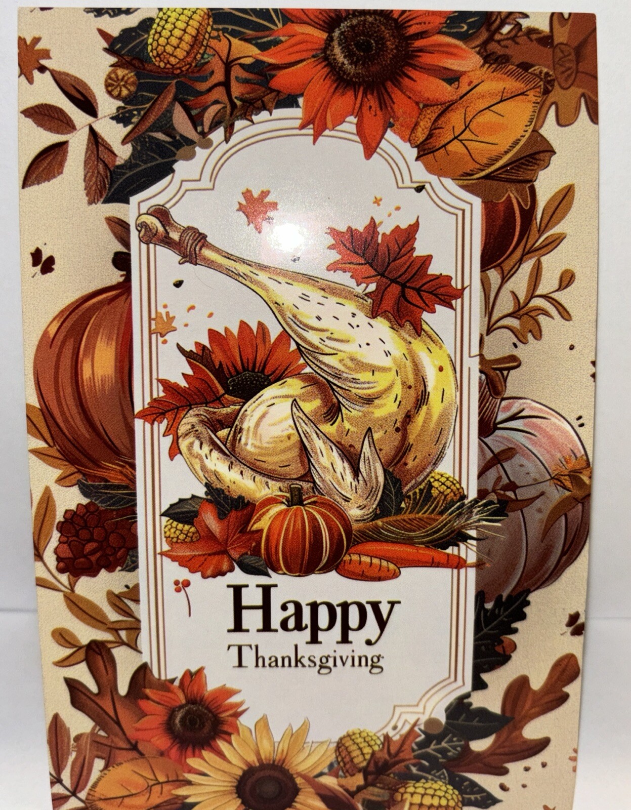 Thanksgiving Glossy Unused Postcard Greeting Card 4 x 6” Fall Wall Decor