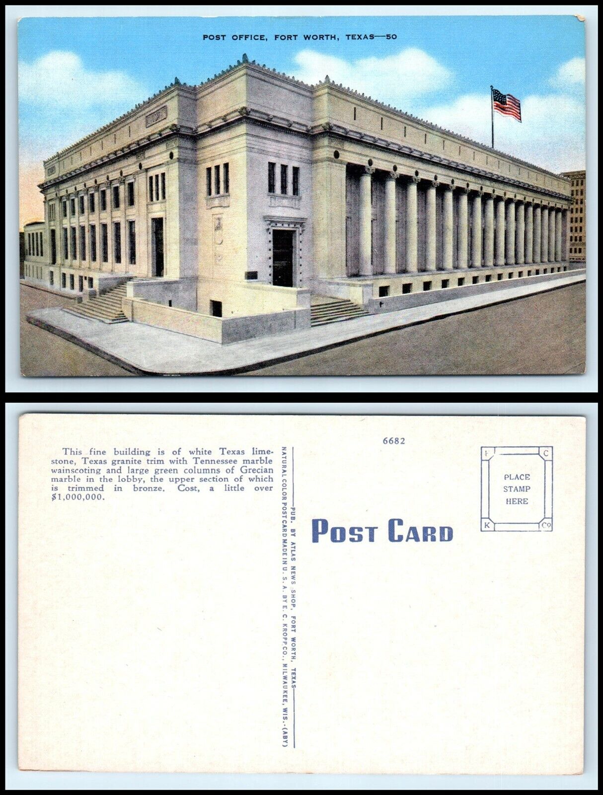 TEXAS Postcard - Fort Worth, Post Office R13