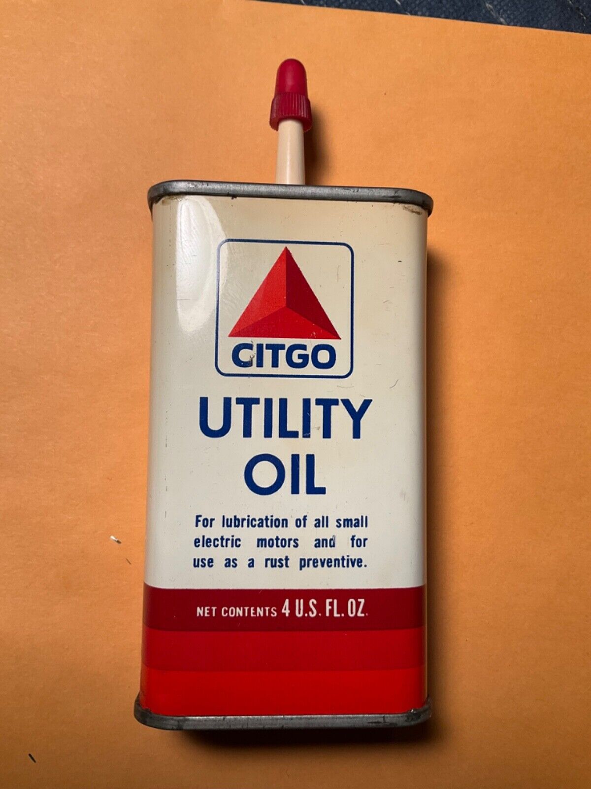 VINTAGE  CITGO UTILITY OIL CAN METAL UNUSED 4 OZ NOS