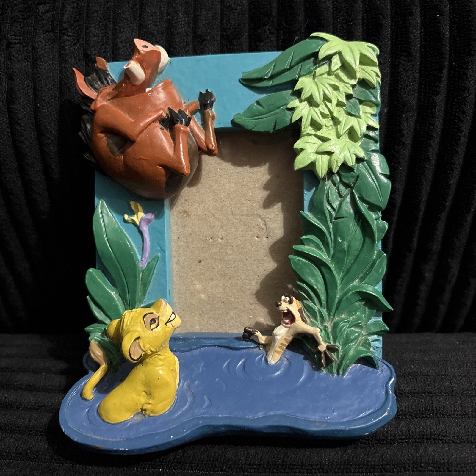 Vintage Disney The Lion King Picture Frame Timon Pumbaa Simba 4.5 × 6  Ceramic