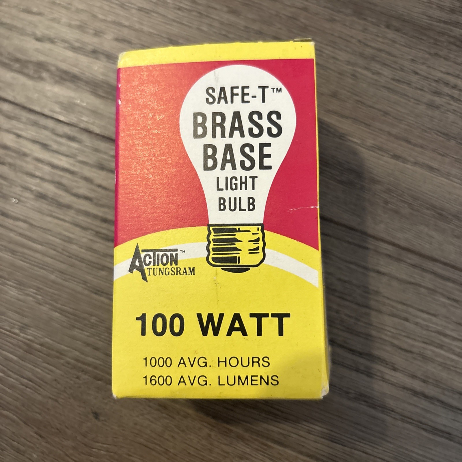 Vintage 1970's Action Tungsram Safe-T Brass Base Lightbulb 100 Watt Still Works