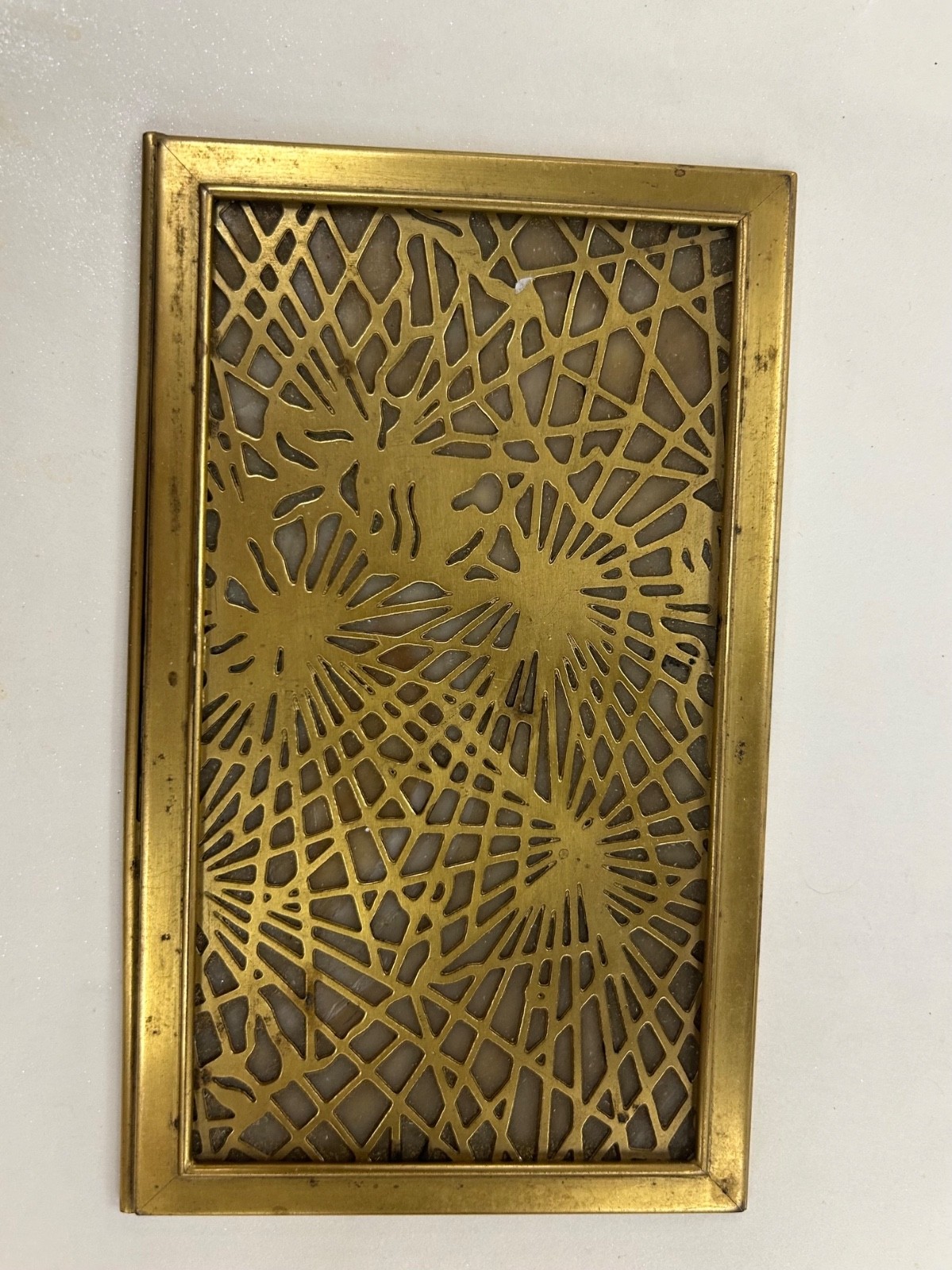TIFFANY STUDIOS BRONZE PINE NEEDLE LID ONLY CARAMEL SLAG (Mint) AUTHENTIC