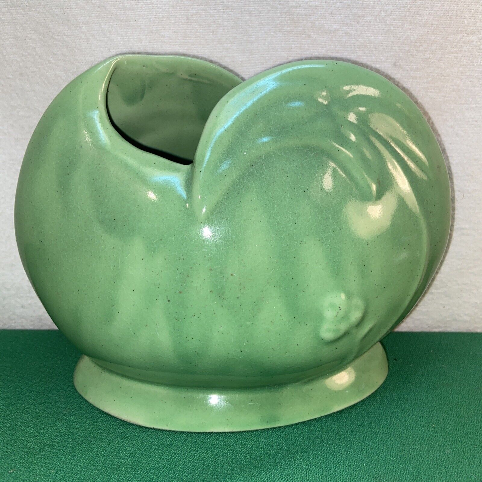 Vtg 1940-50’s Caladium Leaf Pottery Art Shabby Green Cottage Planter Vase