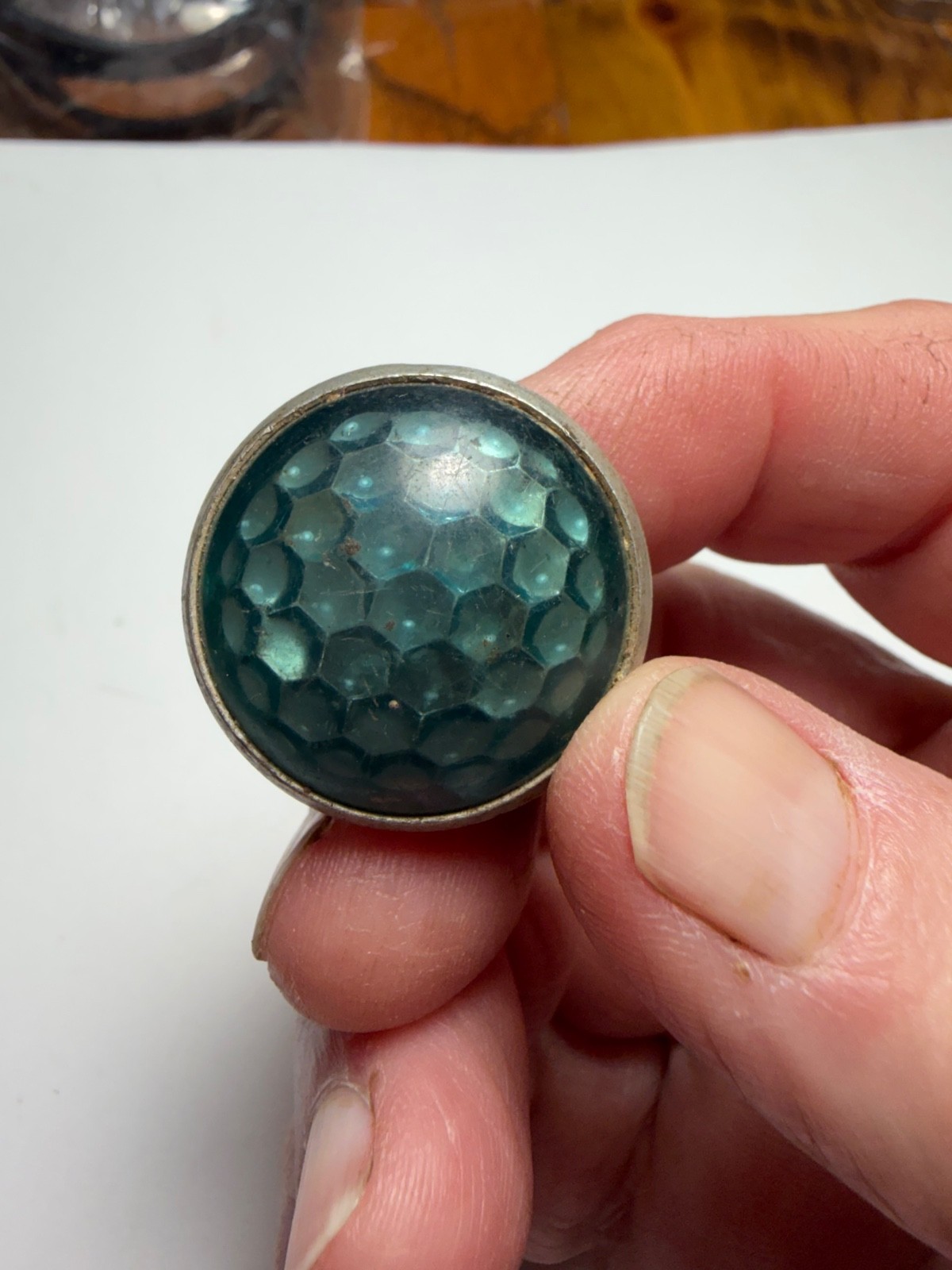 Vintage Green Glass Jewel Reflector 1.5\