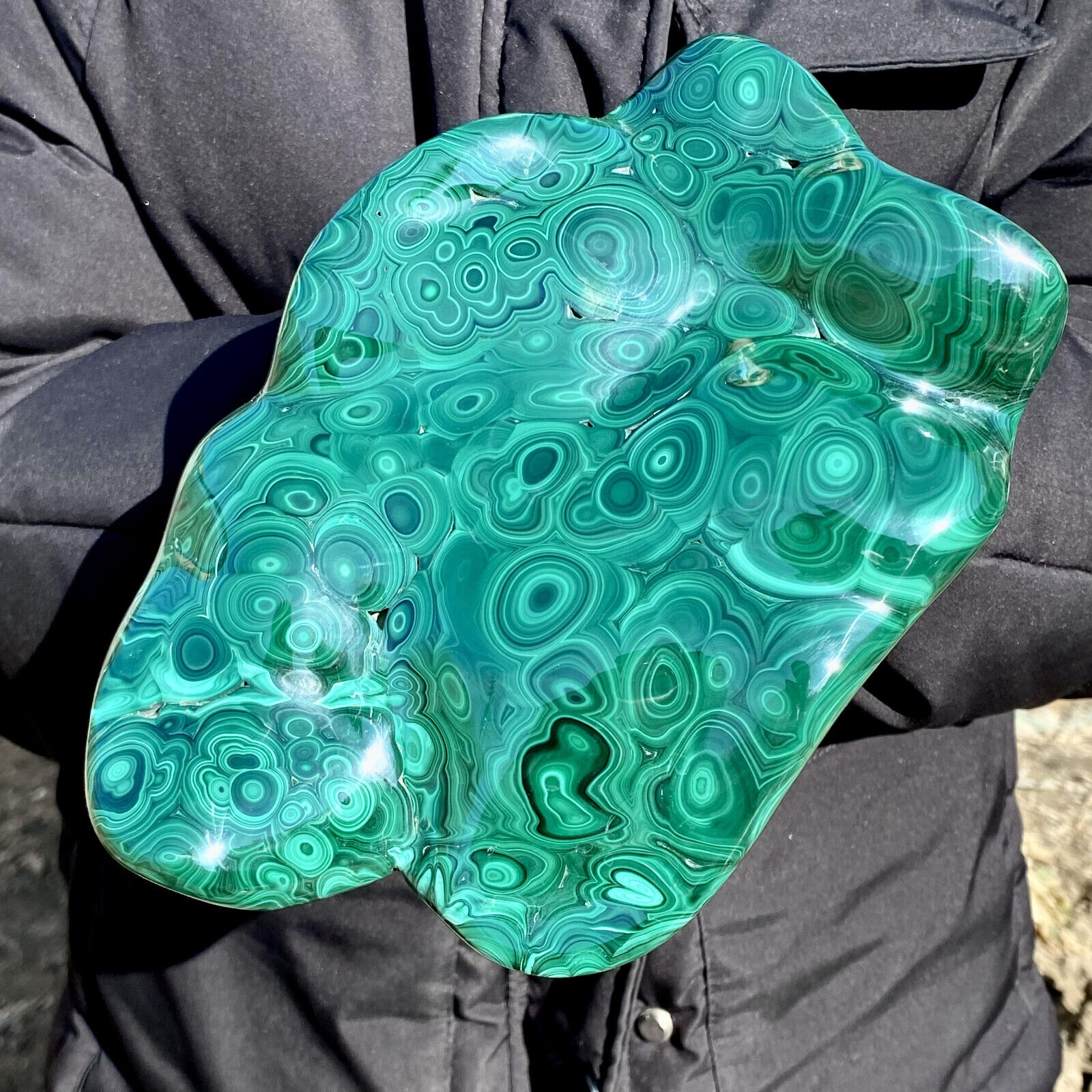 4.96LB Natural glossy Malachite transparent cluster rough mineral sample