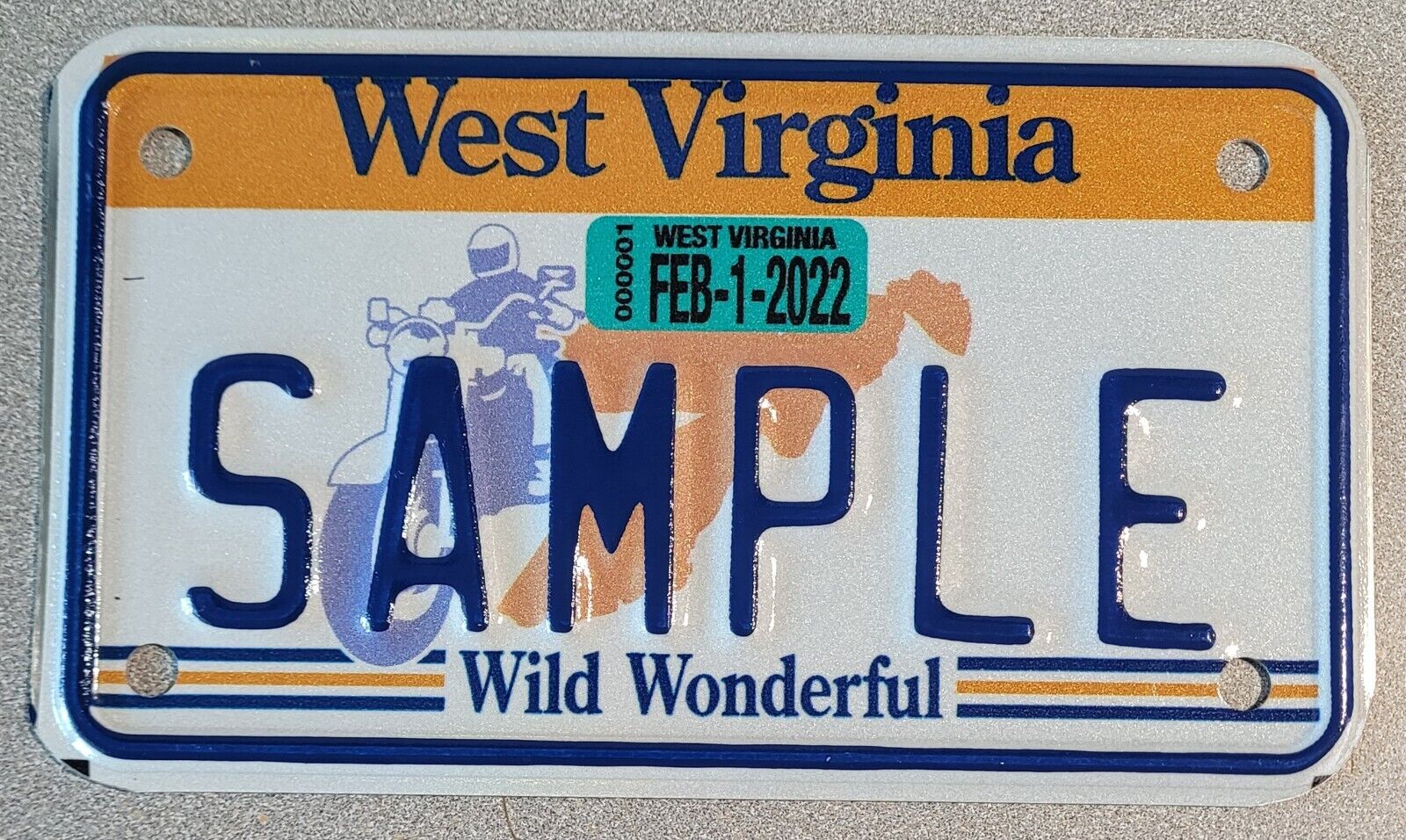 West Virginia Motorcycle License Plate Tag - 