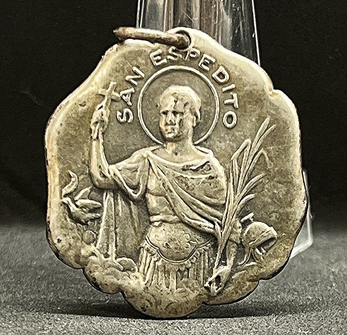 Argentina 1900´ antique St Expeditus catholic medal Art Nouveau design, unifaz