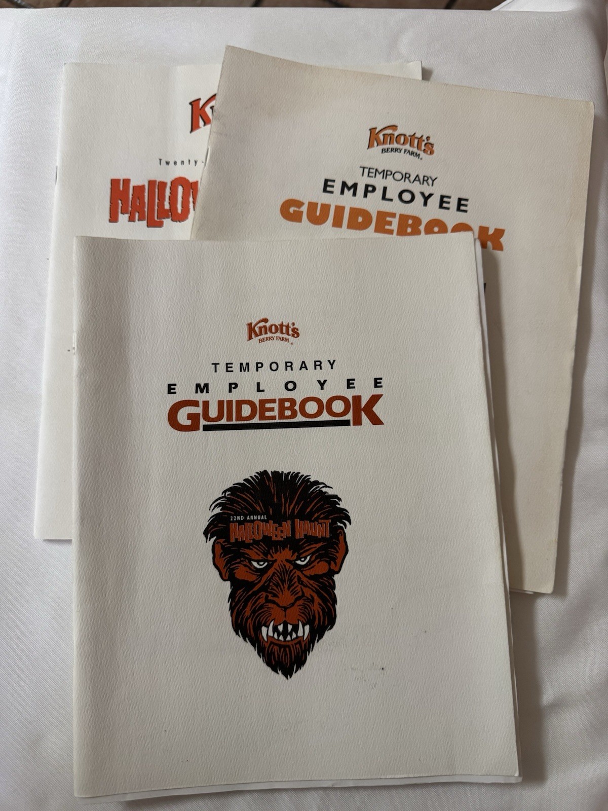 Lot Of 3 Vintage Knott\'s Halloween Haunt Employee Handbooks 1994, 1996, 1997