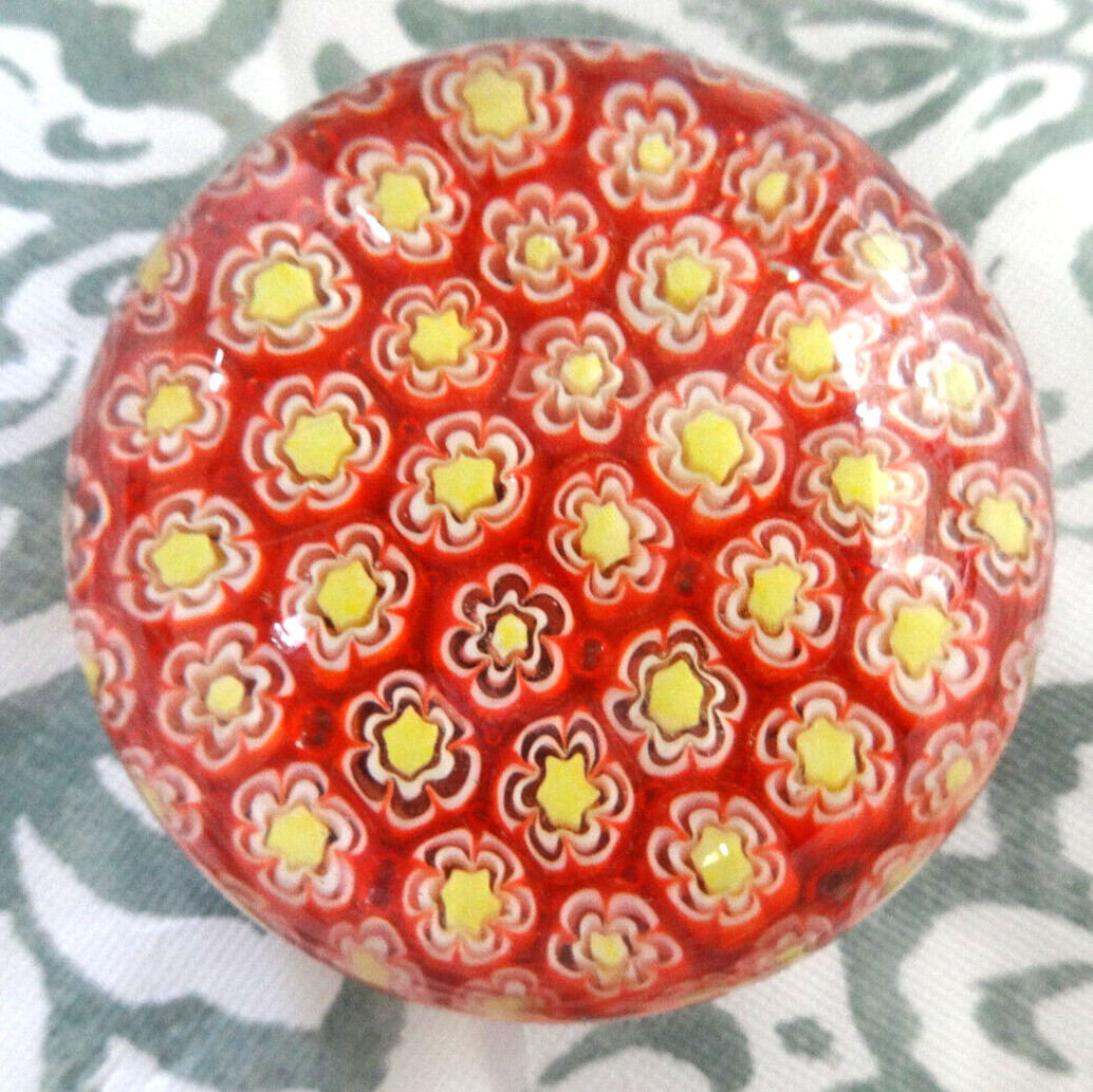 MILLEFIORI ART GLASS FLOWER PAPERWEIGHT 2.5\