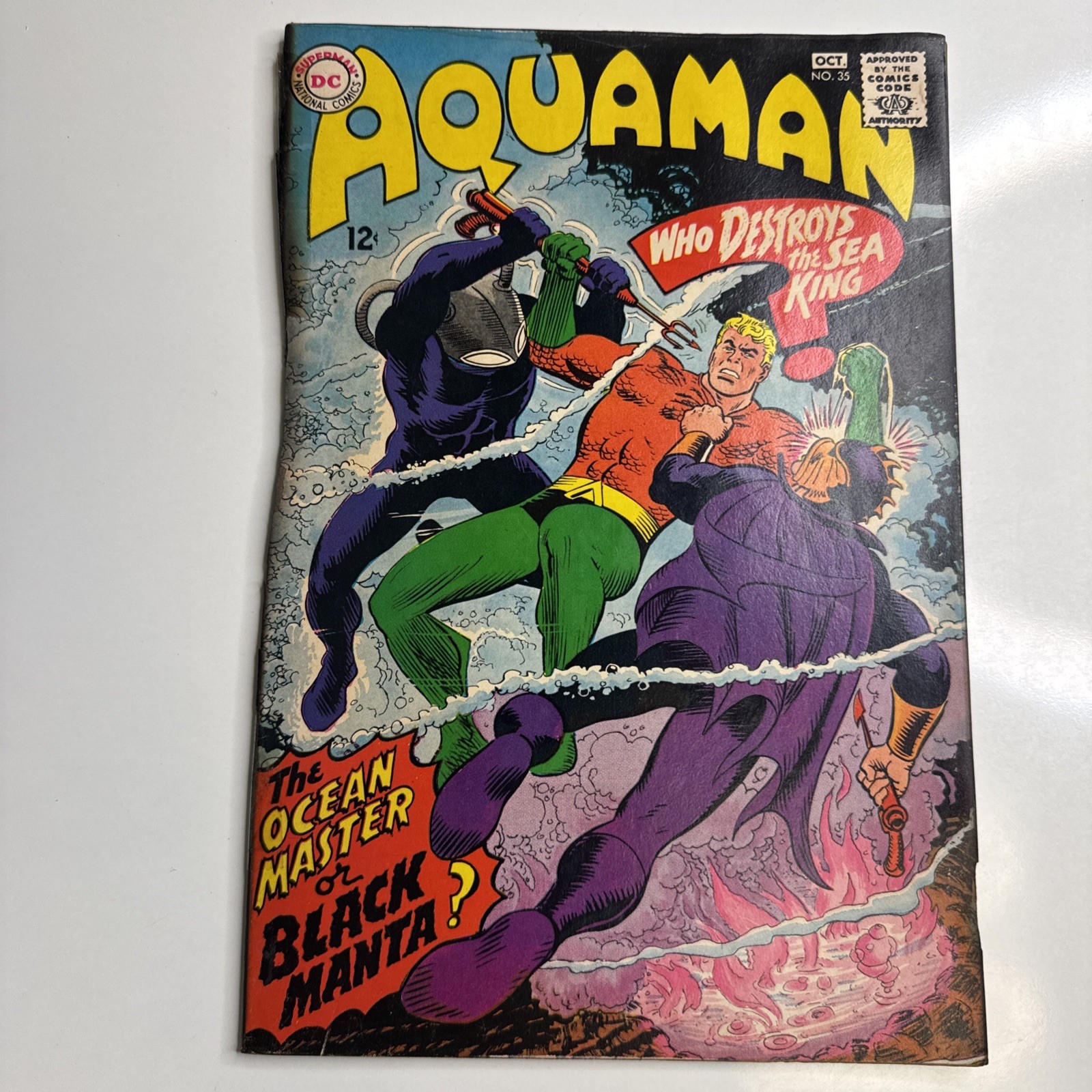 Aquaman #35 | Poor Fire Damaged & Tape | 1st App of Black Manta | DC Comics 1967