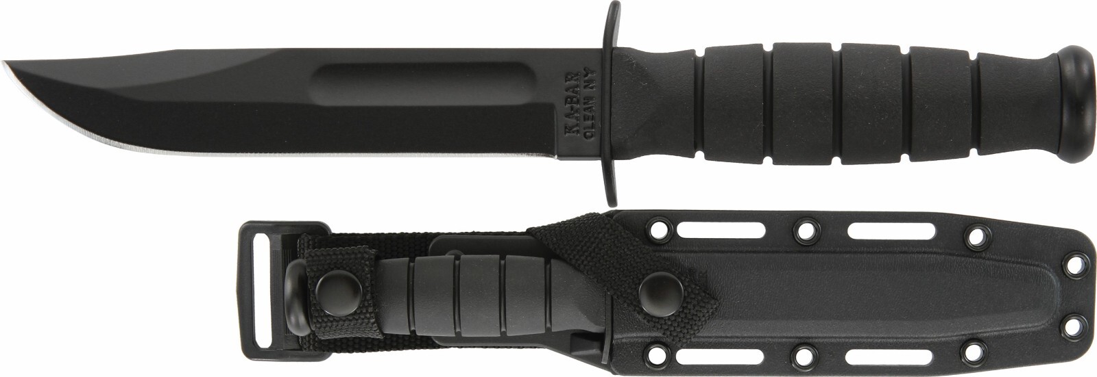 KA-BAR 1258 5.25in 1095 Short Tactical Black Fighting Knife Hard Sheath USA